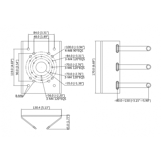 Adapter do montażu słupowego Dahua - PFA150-V2