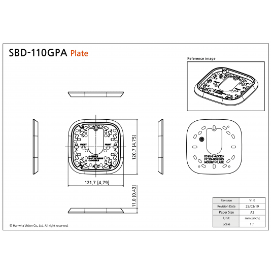 Adapter montażowy dedykowany do kamer Hanwha Vision - SBD-110GPA -zdjęcie numer 2