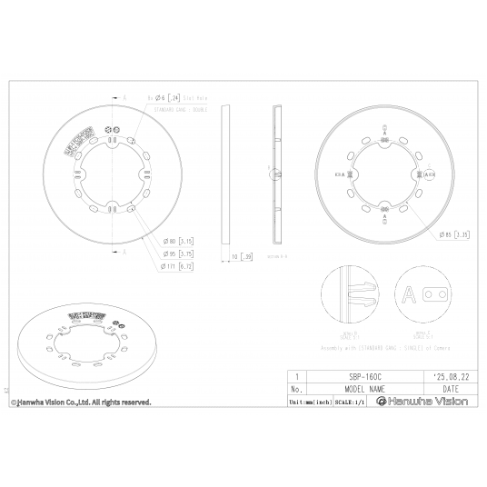 Adapter montażowy dedykowany do kamer Hanwha Vision - SBP-160C -zdjęcie numer 2
