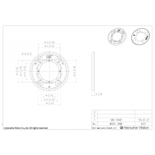 Adapter montażowy do kamer Hanwha Vision - SBD-150GP -zdjęcie numer 3
