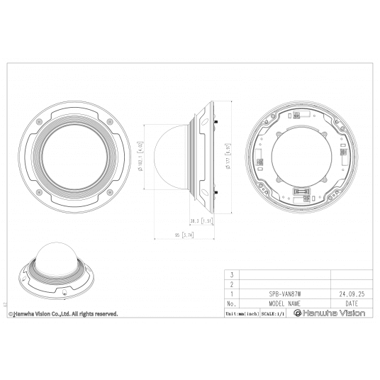 Adapter montażowy do kamer kopułkowych Hanwha Vision - SPB-VAN87W -zdjęcie numer 3