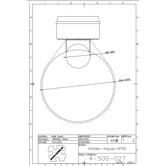 Akcesoria do montażu na słupie Holder-Hipoe-IP55 Metel - 4-500-027 -zdjęcie numer 2