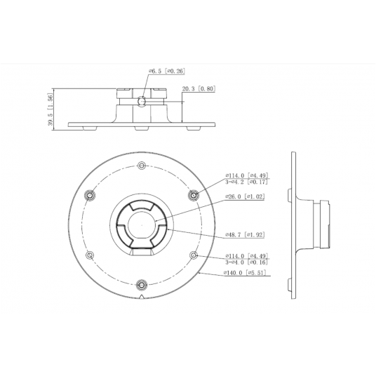 Aluminiowy adapter dla kamery PDBW5831-B360-E4 do uchytów ściennych i sufitowych Dahua - PFA108