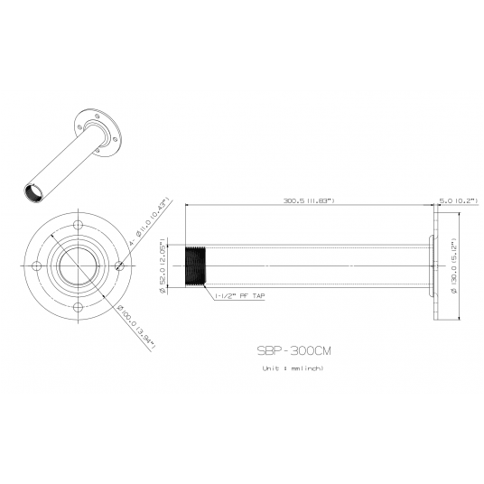 Aluminiowy uchwyt sufitowy Hanwha - SBP-300CMW