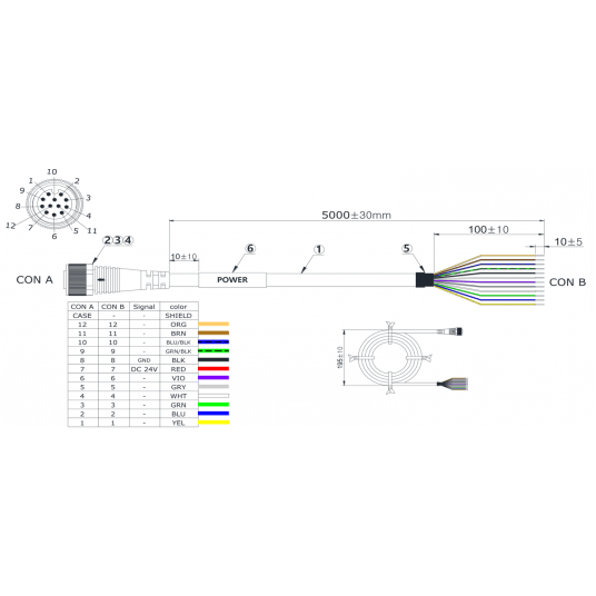 Kabel zasilający, kolor czarny, 5m, Hanwha Vision - SPP-C12050P