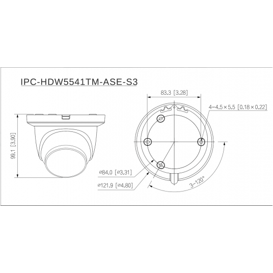 Kamera IP Fixed-focal Eyeball WizMind 5MP IR Dahua - IPC-HDW5541TM-ASE-0280B-S3-BLACK