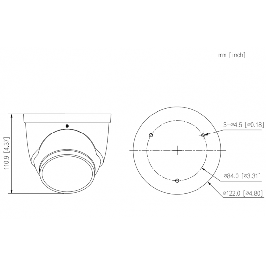 Kamera IP kopułkowa Fixed-focal Eyeball WizSense, Dahua 5MPix - IPC-HDW3549H-AS-PV-0360B-S5