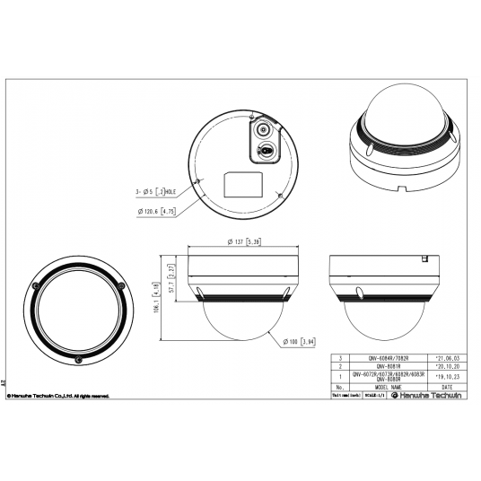 Kamera IP kopułowa wandaloodporna Hanwha Vision Seri Q 4 MPix - QNV-7082R