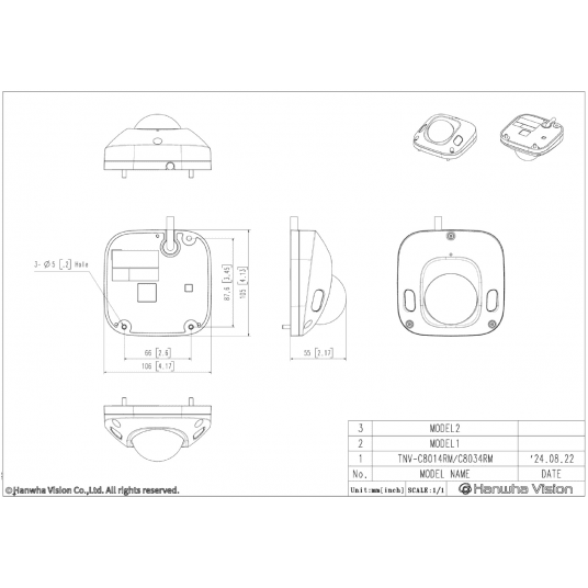 Kamera IP kopułowa wandaloodporna mobilna AI, IR Seria T 5 MPix Hanwha Vision - TNV-C8034RM -zdjęcie numer 5