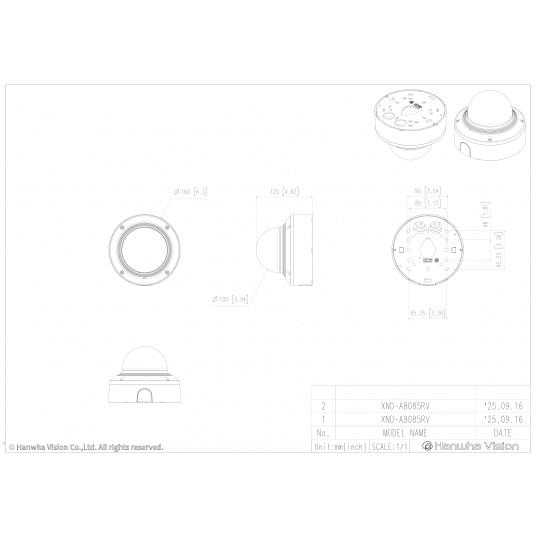 Kamera kopułkowa 8MP AI Hanwha Vision - XND-A9085RV -zdjęcie numer 5