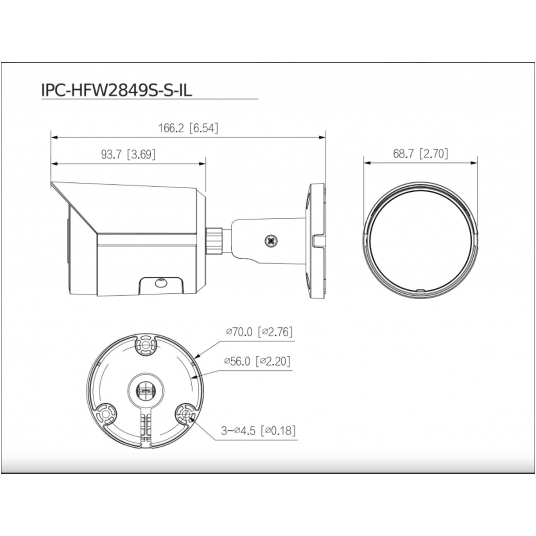 Kamera Light Fixed-focal Bullet 8MP WizSense Dahua - IPC-HFW2849S-S-IL-0280B