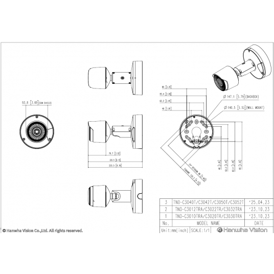 Kamera termowizyjna AI 19 mm Seria T Hanwha Vision - TNO-C3050T