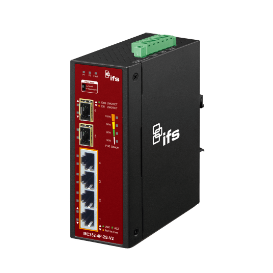 Konwerter przemysłowy Ethernet–SFP Aritech - MC352-4P-2S-V2 -zdjęcie numer 1