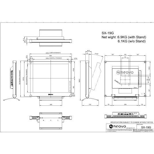 Monitor 19-calowy 5:4, 24/7 AG Neovo - SX-19G