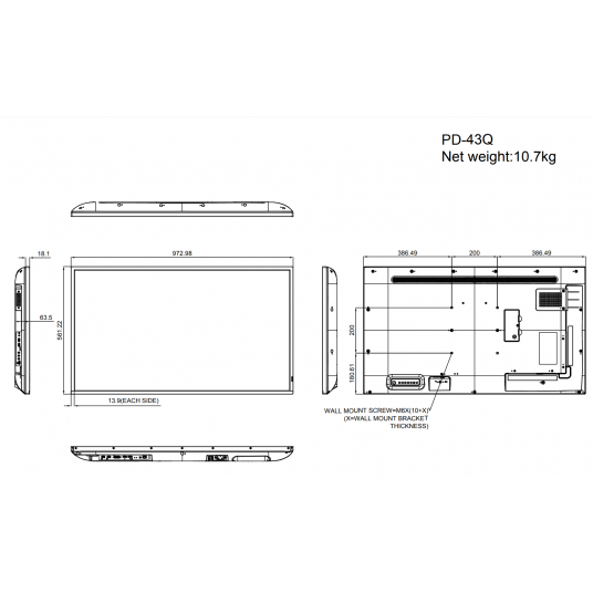 Monitor przemysłowy 43 cali AG Neovo - PD-43Q