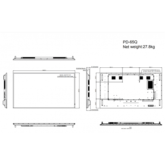 Monitor przemysłowy 65 cali AG Neovo - PD-65Q