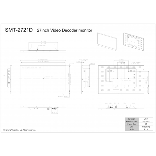 Monitor z wbudowanym dekoderem wideo Hanwha Vision - SMT-2721D -zdjęcie numer 7