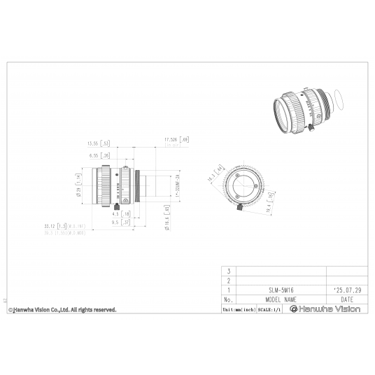 Obiektyw zmiennoogniskowy profesjonalny Hanwha Vision - SLM-5M16 -zdjęcie numer 4