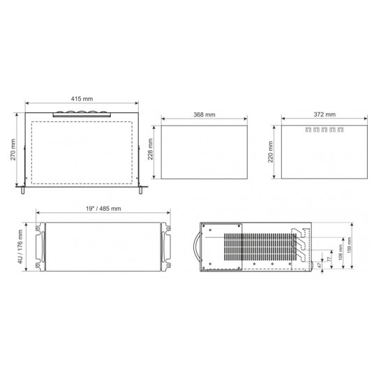 Obudowa RACK 4U/270mm uniwersalna do szaf RACK 19" dwupoziomowa Pulsar - ARAD4SN -zdjęcie numer 3