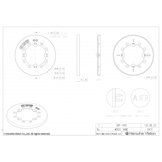 Płyta sufitowa montażowa Hanwha Vision - SBP-140C -zdjęcie numer 2