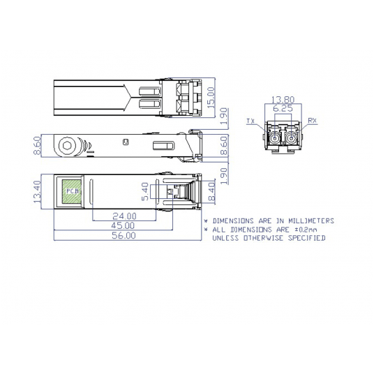 Port SFP Fast Ethernet 2 x fiber, Aritech - S20-2MLC-2 -zdjęcie numer 2