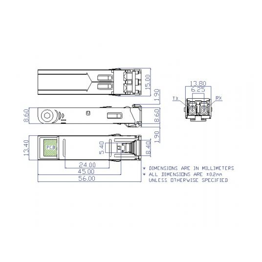 Port SFP Fast Ethernet 2 x fiber, Aritech - S25-2MLC-2 -zdjęcie numer 2