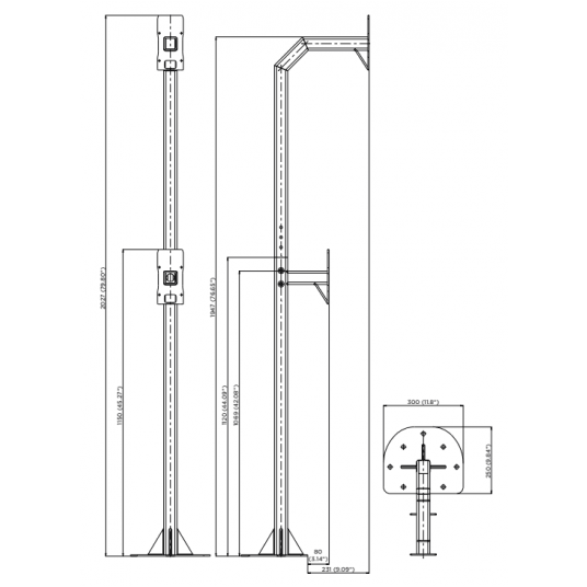 Powójna kolumna do montażu interkomu IP Force, IP Safety, IP Verso 108/192cm 2N - 9151007