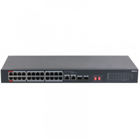 Przełącznik niezarządzalny Dahua 24-portowy PoE + 2 porty SFP/GT - S3226-24ET-240