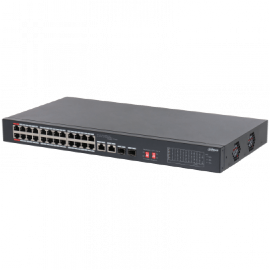 Przełącznik niezarządzalny Dahua 24-portowy PoE + 2 porty SFP/GT - S3226-24ET-240