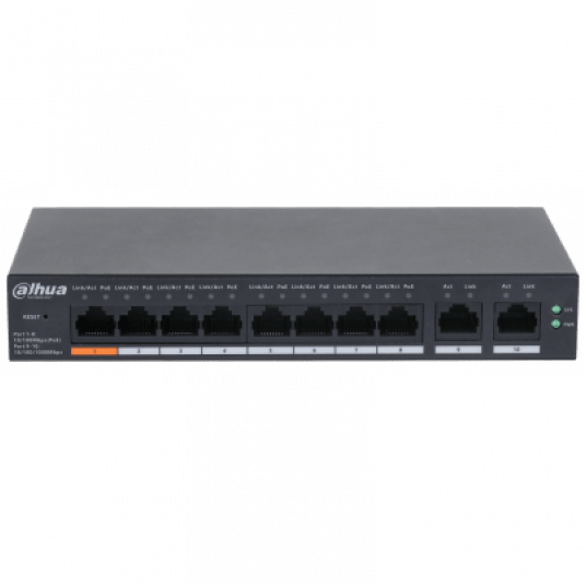 Przełącznik niezarządzalny Dahua 8-portowy PoE + 2 porty Gigabit - CS4010-8ET-60