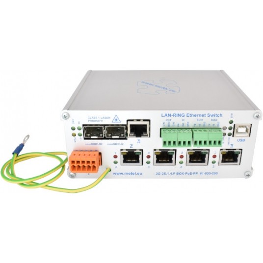 Przełącznik przemysłowy do topologii kołowej 2G-2S.1.4.F-BOX-PoE-PP Metel - 1-883-200 -zdjęcie numer 1