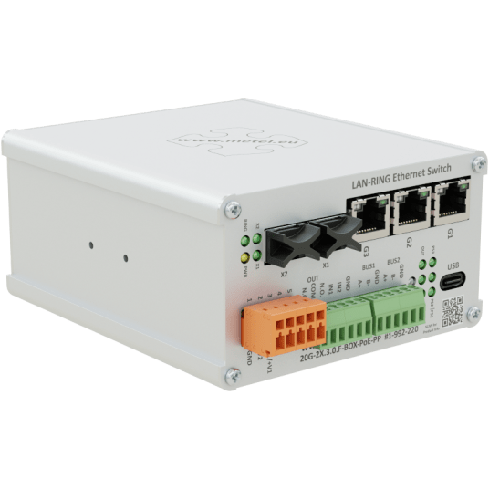Przemysłowy przełącznik do topologii kołowej 20G-2X.3.0.F-BOX-PoE-PP Metel - 1-992-220 -zdjęcie numer 2