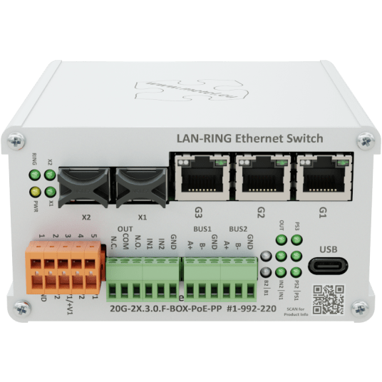 Przemysłowy przełącznik do topologii kołowej 20G-2X.3.0.F-BOX-PoE-PP Metel - 1-992-220 -zdjęcie numer 1