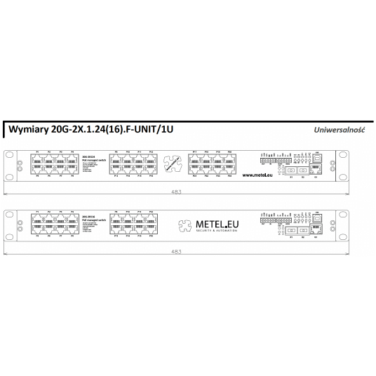 Przemysłowy przełącznik zarządzalny 20G-2X.1.24.F-POE-750-UNIT/1U Metel - 1-990-413 -zdjęcie numer 3