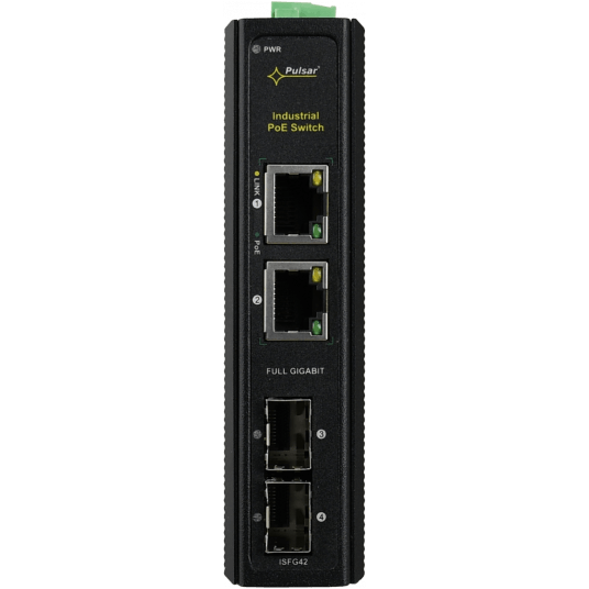 Przemysłowy switch PoE 2-portowy Pulsar- ISFG42