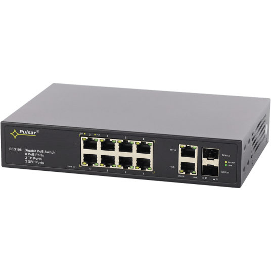 Switch PoE 10-portowy do 8 kamer IP Pulsar - SFG108 -zdjęcie numer 2