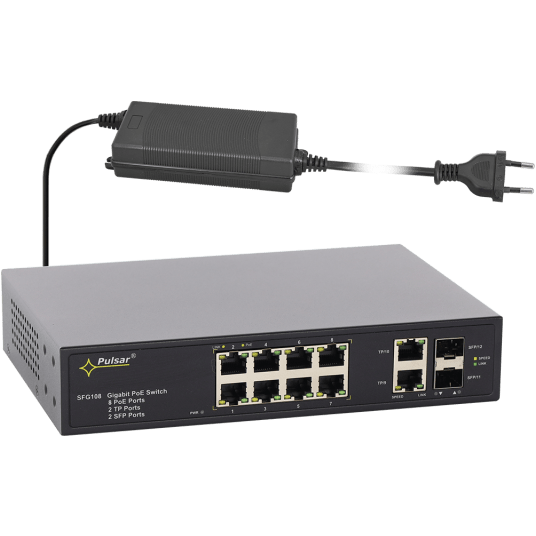 Switch PoE 12-portowy do 8 kamer Pulsar - SFG108-90W -zdjęcie numer 1