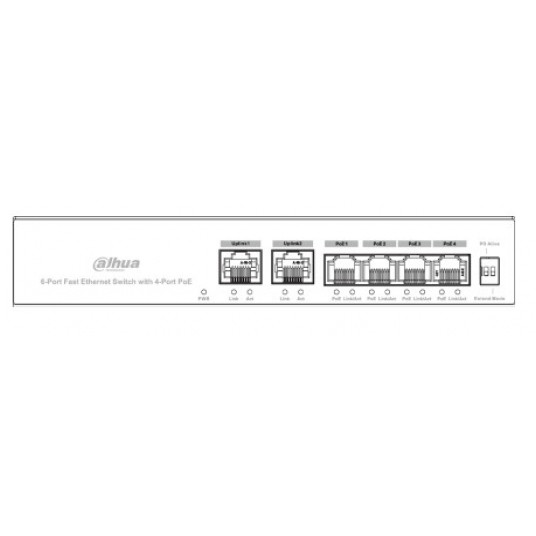 Switch PoE niezarządzalny 6-portowy Dahua - PFS3006-4ET-36