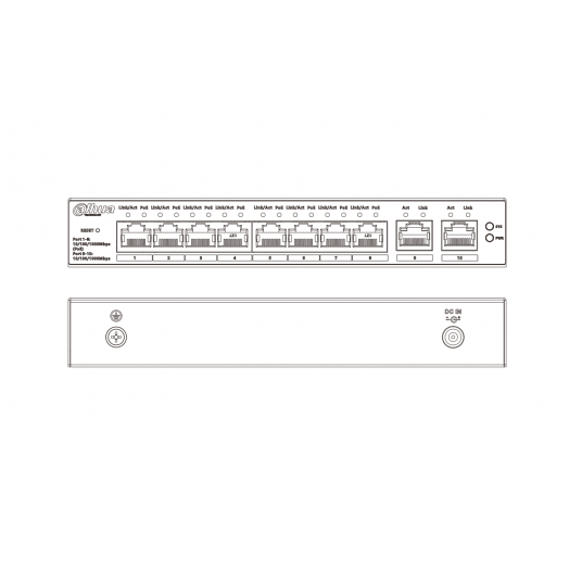 Switch PoE zarządzalny 10-portowy Dahua - CS4010-8GT-110