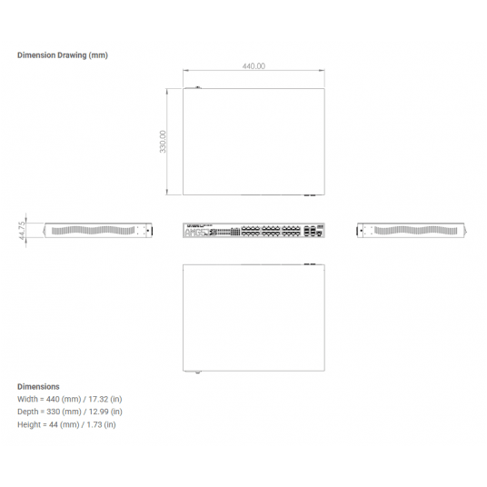 Switch PoE zarządzalny 28-portowy AMG Systems - AMG510-8GBT-16GAT-4XS-P460
