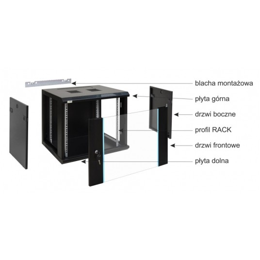 Szafa RACK wisząca 12U Pulsar - RW1264 -zdjęcie numer 4