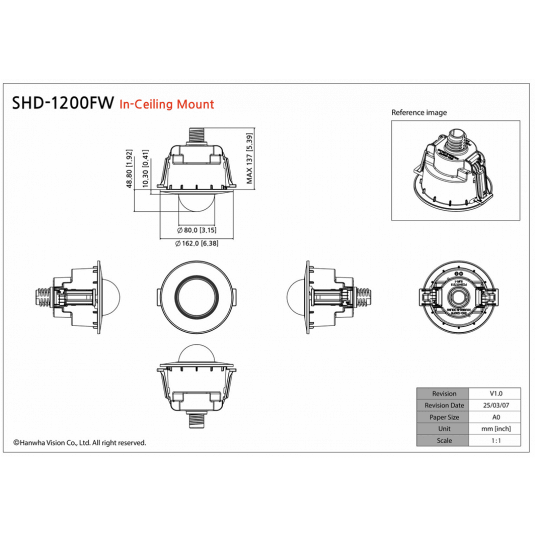 Uchwyt do montażu sufitowego Hanwha Vision - SHD-1200FW