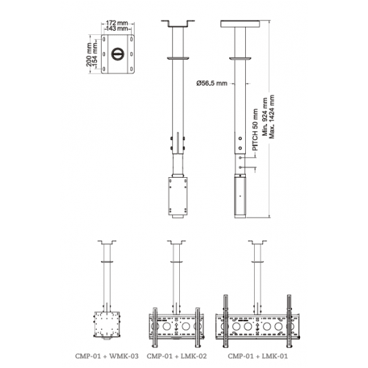 Uchwyt do montażu sufitowego monitora AG Neovo - CMP-01 -zdjęcie numer 3