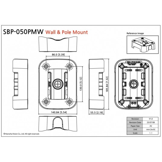 Uchwyt ścienno-słupowy Hanwha Vision - SBP-050PMW