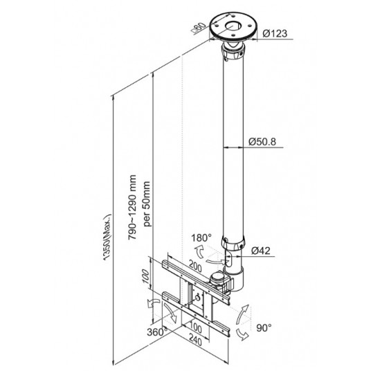 Uchwyt sufitowy do monitorów/telewizorów Neomounts - FPMA-C100 -zdjęcie numer 4