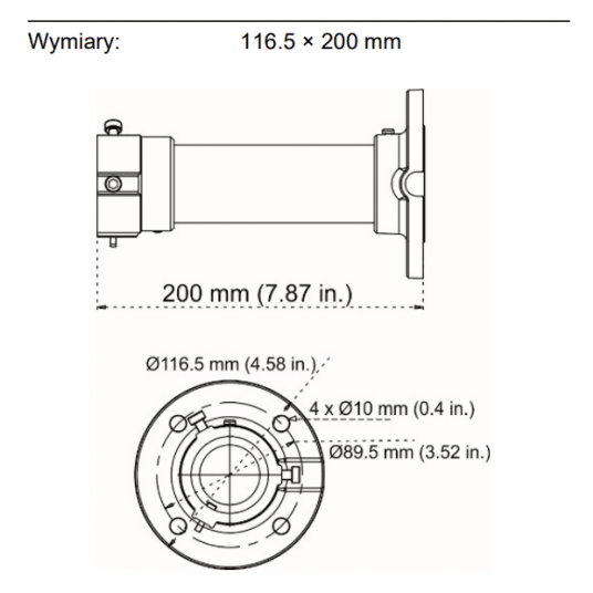 Uchwyt sufitowy do montażu kamery TruVision Multi-imager - TVMI-PM2 -zdjęcie numer 2