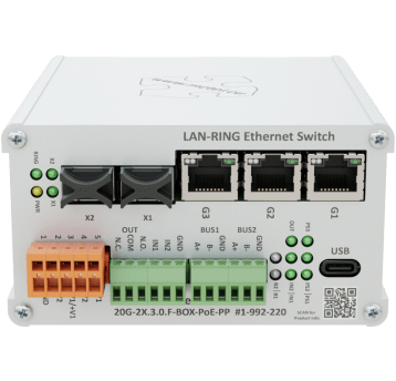 Przemysłowy przełącznik do topologii kołowej 20G-2X.3.0.F-BOX-PoE-PP Metel - 1-992-220